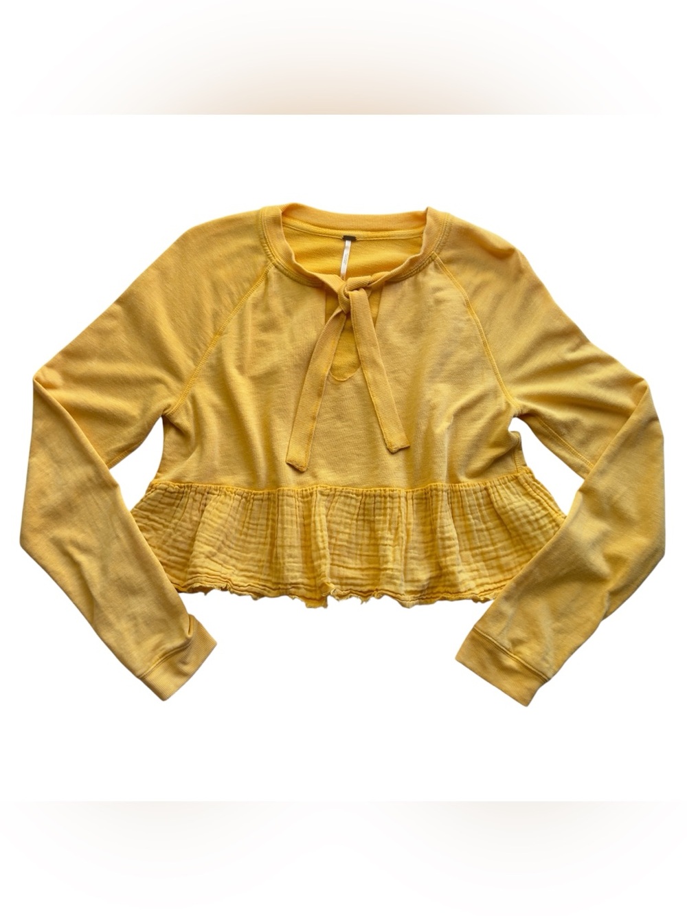 Free People Sweet Jane Sweatshirt Pullover Medium Womens Yellow V-neck Soft